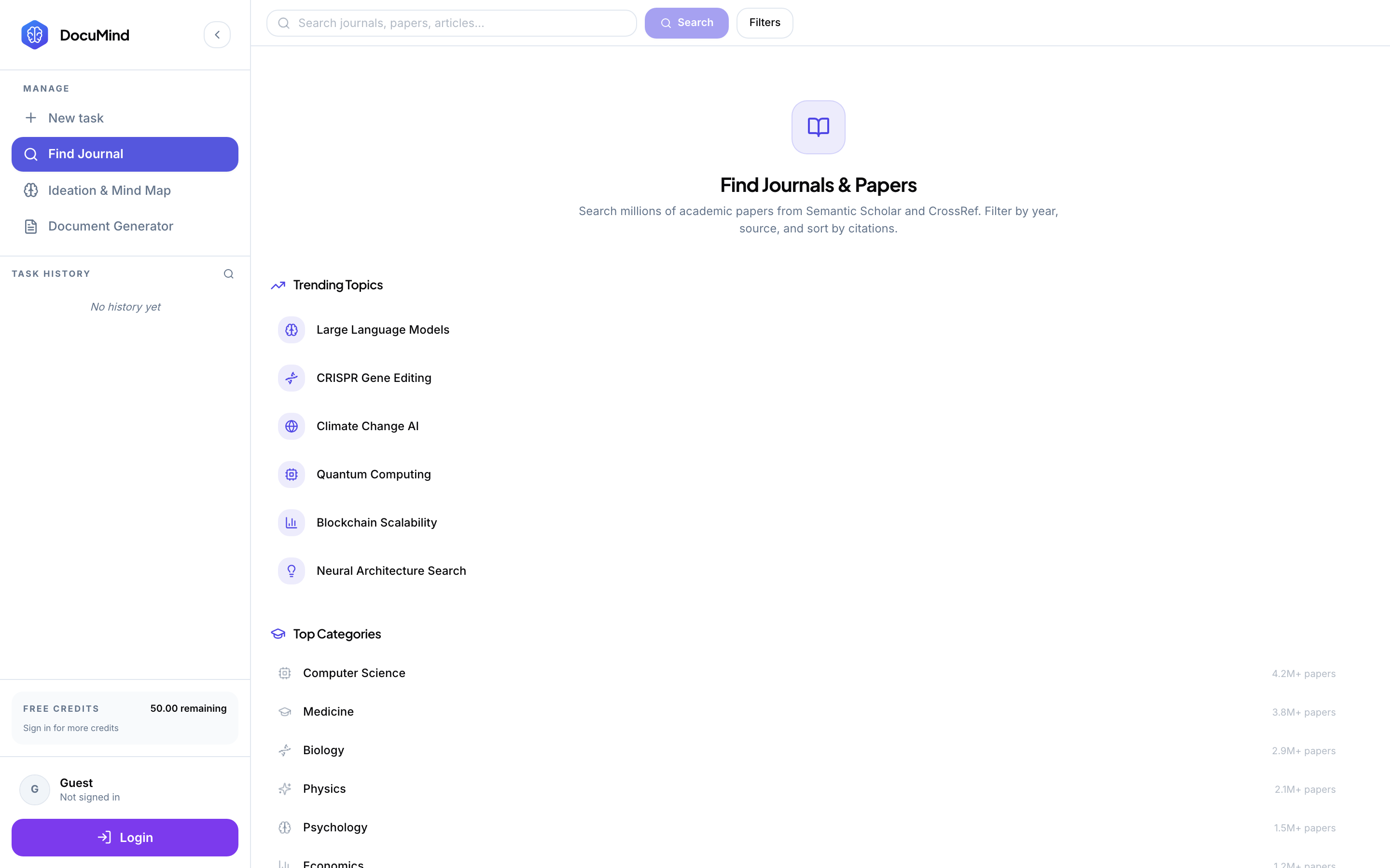 Penelusuran jurnal di Documind
