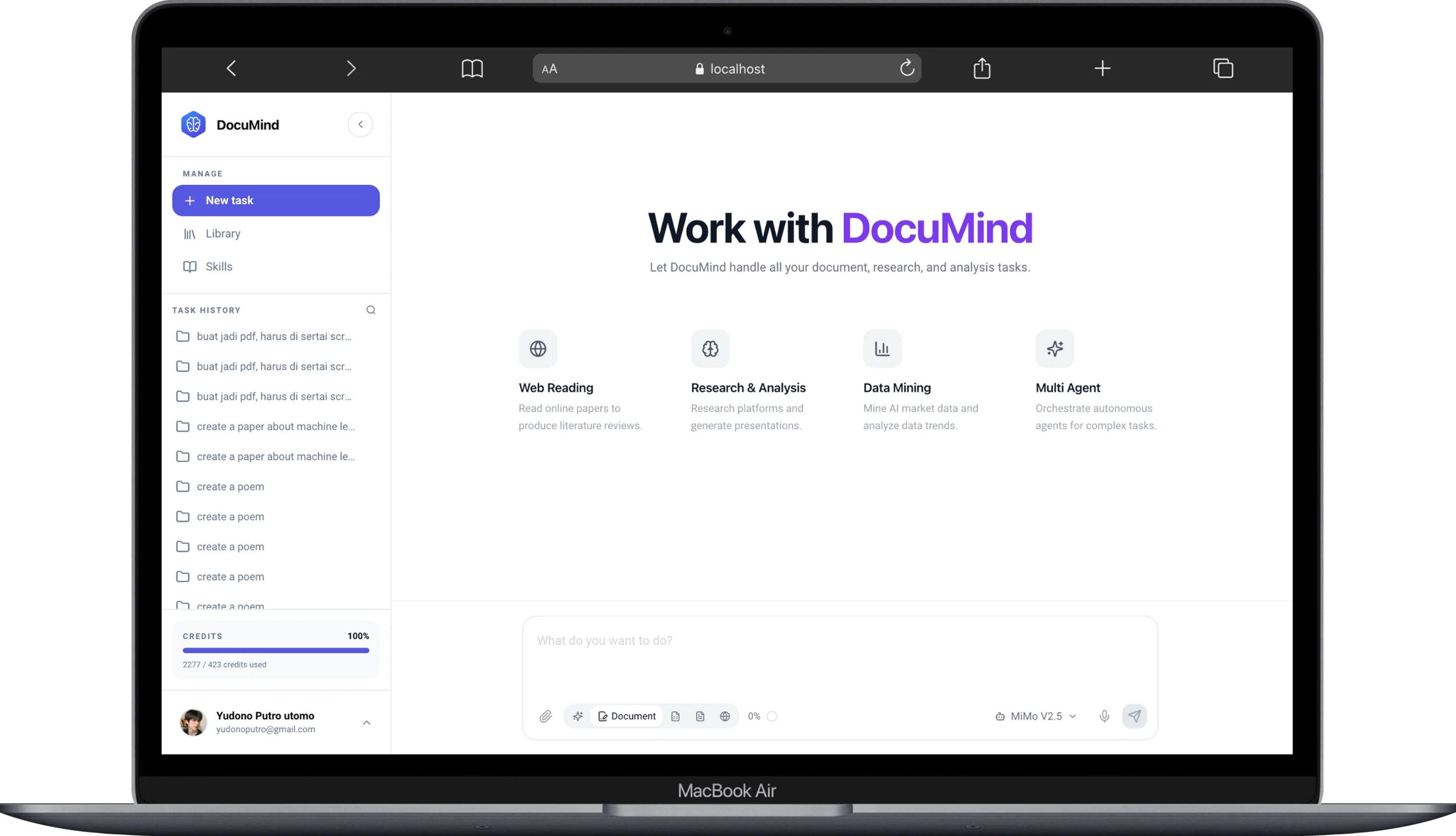 Easy to use DocuMind interface